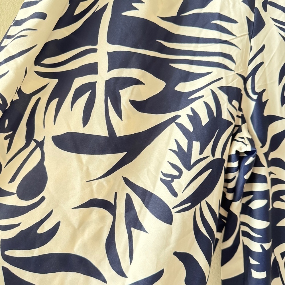 NWT Cupshe Navy White Tropical Floral Wide Leg Pants Size L - Picture 3 of 6